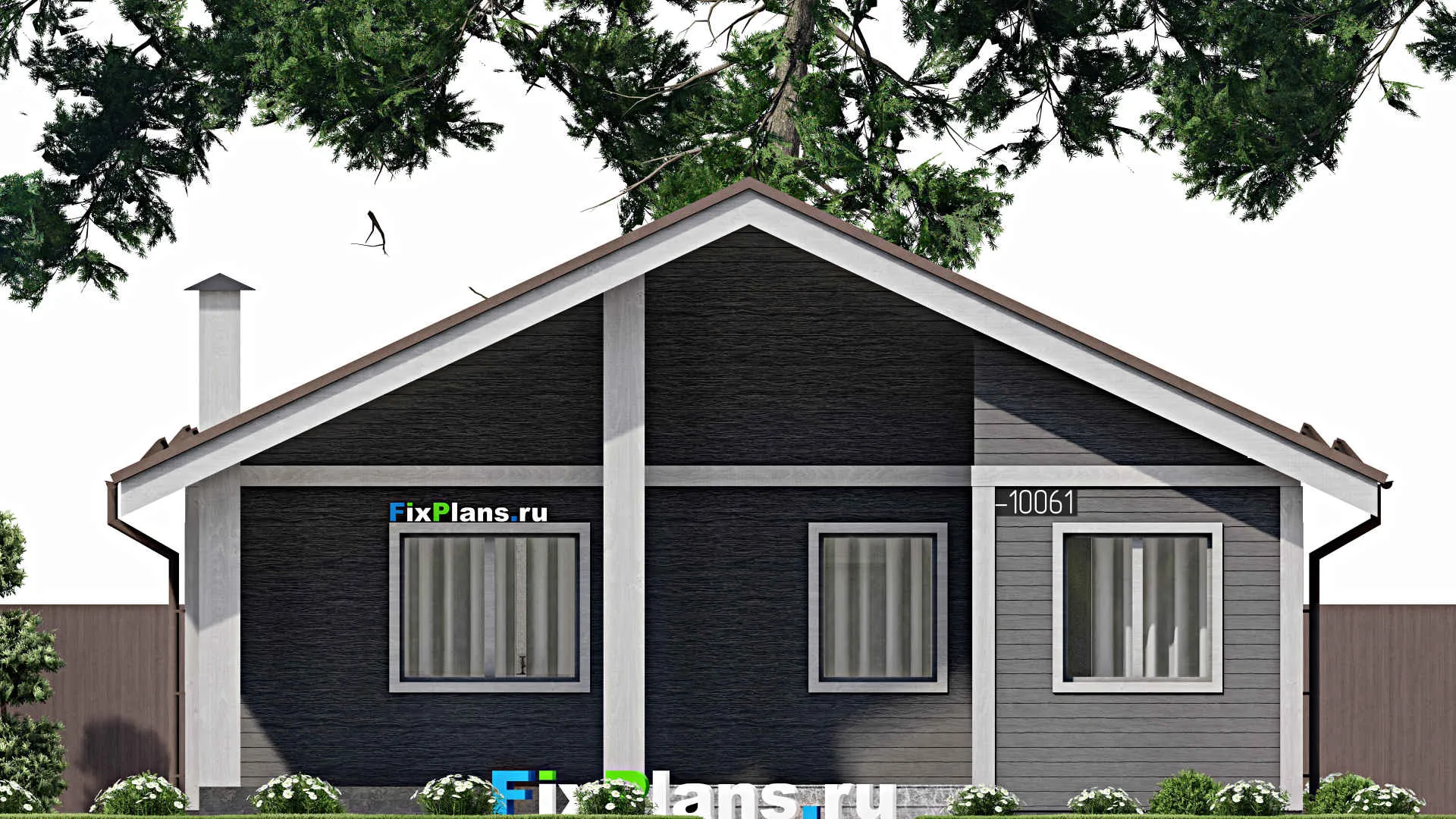 F-10061 - Проект одноэтажного дома 11 на 16, площадью 130 м² с 3 спальнями