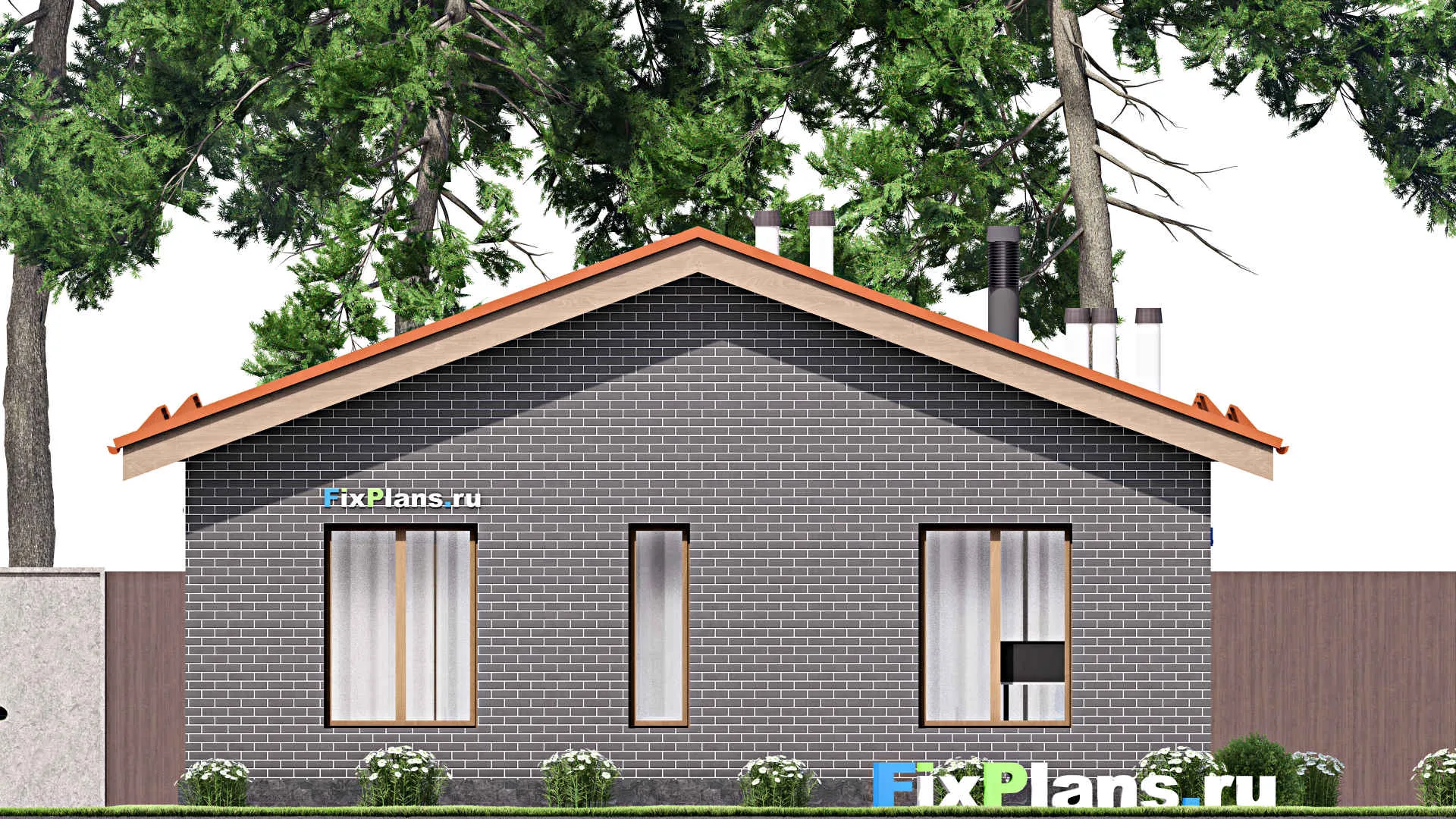 F-15218 - Проект одноэтажного дома 10 на 16, площадью 130 м² с террасой и 3 спальнями